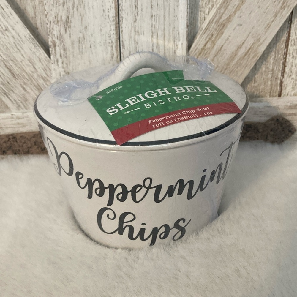 Copy—Ceramic Peppermint Chips Bowl with Lid
